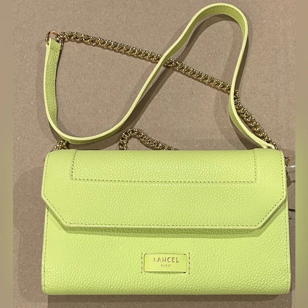 Lancel Ninon Leather Lime Chain Wallet Crossbody - Picture 1 of 10